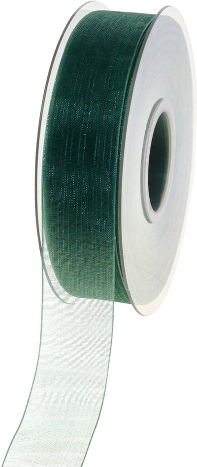 Organza lint groen cadeaulint geweven rand dennengroen 25mm 50m