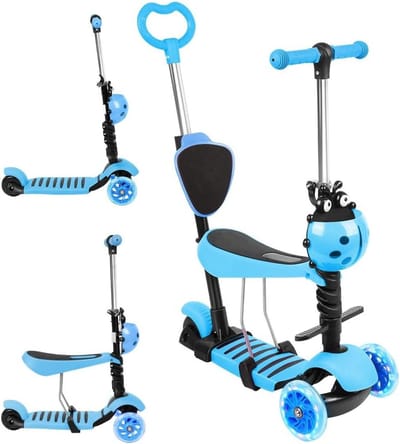 Kinderscooter 5-in-1 - Zitscooter Skater - Buiten Spelen - Verstelbare Hoogte - 68-78 cm - Blauw
