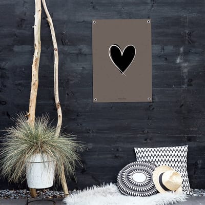 MOODZ design | Tuinposter | Buitenposter | Hart | 70 x 100 cm | Bruin