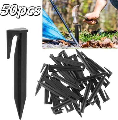 50 stuks Grenspalen - Veilige vergrendeling - Haringen voor opblaasbare banken, gazonharingen - Ankerpalen - 8.5*2 cm - Voor het vastzetten van tuinafscheidingen - Zwart
