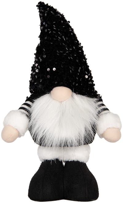 Clayre & Eef Kerstdecoratie met LED-verlichting Kabouter 10x15x38 cm Zwart Synthetisch