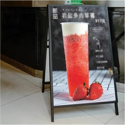 Opvouwbaar Stoepbord - Advertentierek Vloerstaand - Buiten Display - Dubbelzijdig Zonder Paneel - 80x120cm - Zwart