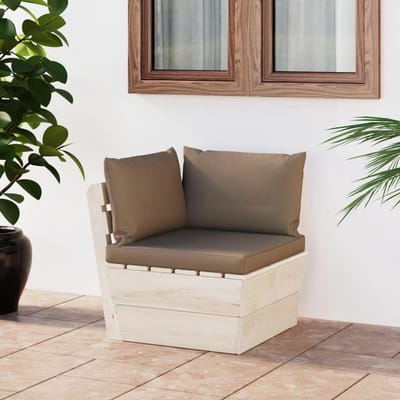 Pallet Hoekbank - Modulaire Lounge - Buiten Ontspannen - Geïmpregneerd Hout - 60x60x65 cm - Taupe