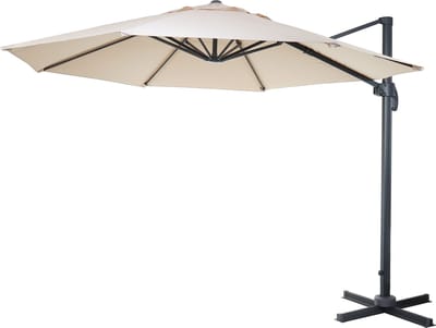 Zweefparasol MCW-A96, parasol, rond Ø 4m polyester aluminium/staal 27kg ~ crème zonder voet