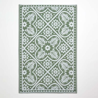 Homescapes – Leaf – Buitenkleed – Weerbestendig & Omkeerbaar – Bladmotief – Groen – 122x182 cm