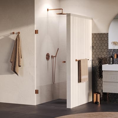 Brauer Void - Carving Nisdeur - Helder Glas - 60 x 200 cm - Omkeerbaar - incl. Glascoating - PVD Koper Geborsteld