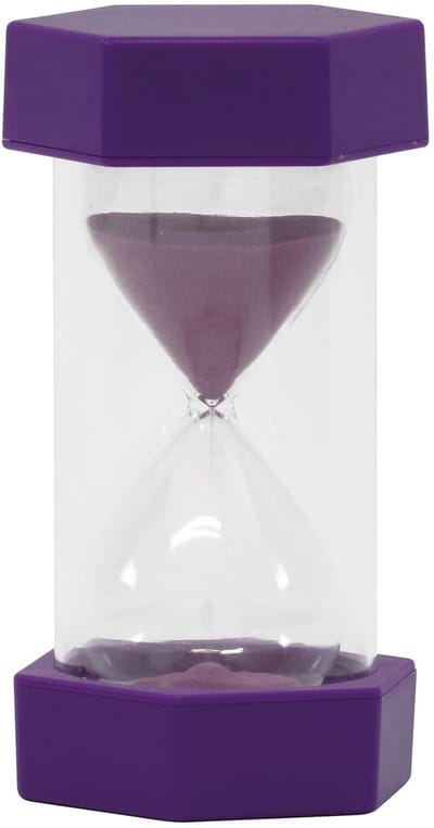 Zandloper XL - Tijdklok Timer - Tijd Leren - Anti-rol Ontwerp - 12 cm Hoog - Paars