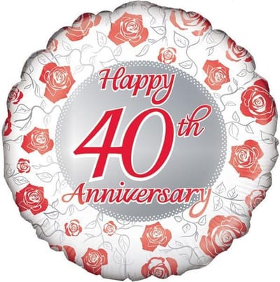 Folie ballon happy 40th anniversary 18 inch (45cm)