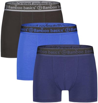Bamboo Basics Heren Bamboe Trunk Boxershorts Liam (3-pack) - Zwart, Blauw & Navy - Ondergoed Heren - Boxershort Heren Korte pijp - Maat L