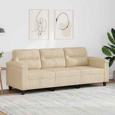 vidaXL - Driezitsbank - 180 - cm - microvezelstof - crèmekleurig