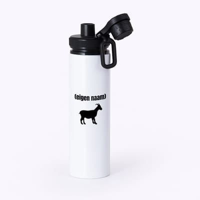 Hacebo® - geit met eigen naam waterfles met draaidop zwart - Geit - geiten liefhebbers - dieren liefhebber - leuk cadeau voor iemand die houdt van geiten - cadeau - kado - water fles - 850ML