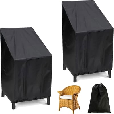2x Tuinstoelhoes Zwart – Waterdichte Stampeelhoes voor Stapelbare Tuinstoelen en Fauteuils (65x65x120 cm)
