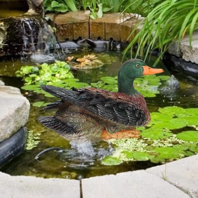 Statue de Canard Simulation Moule Animal Décoration Artisanat en Résine Décoration de Jardin Cour gray