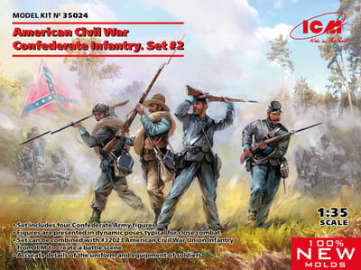 ICM Modelbouwpakket Militaire voertuigen - 35024 American Civil War Confederate Infantry Set no2 Plastic - 1:35 - Modelbouw