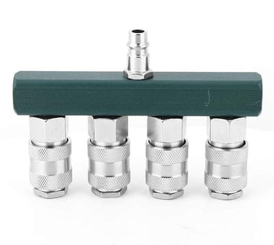 Dailygoods- Luchtslangverdeler 4-weg - Snelkoppeling 1/4 inch - Gegalvaniseerd Messing - Luchtcompressor Splitter - Corrosiebestendig - Geschikt voor meerdere gereedschappen - Luchtkoppeling