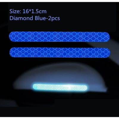 2PCS Autostickers Spiegel Reflecterende Strip Anti-collision Waarschuwingsstickers Exterieur Reflex Tape Reflecterende Strip blauw