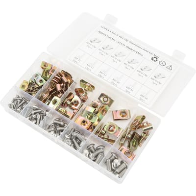 Kit de 115 pièces Clips Écrou en U 4 Tailles M4 M5 M6 M8 Assortiment de Vis Clips de Voiture Galvanisés Colorés pour Voiture Moto
