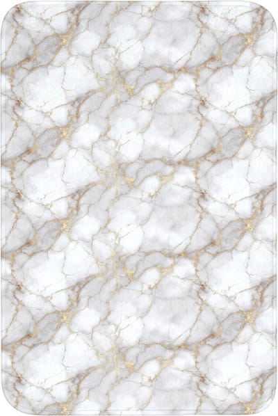 Badmat 60x90 cm - Antislip - Wit - Goud - Marmer - Grijs - Badmatten voor badkamer - Badkamermat - Douchemat - Badkamer mat