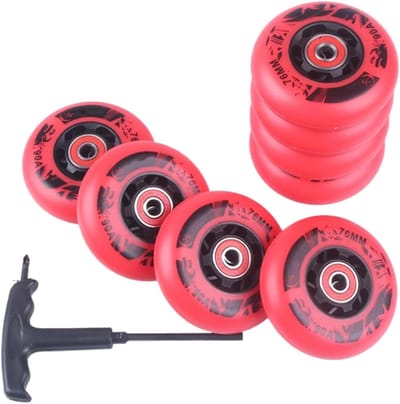 Vervangende Wielen - Skate Onderdelen - Inline Skaten - ABEC-9 Lagers - 76mm 80mm - Rood