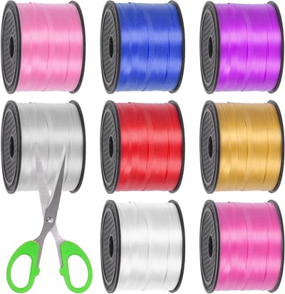 9-delige Set van 800 Yards Krullint in 8 Kleuren, 1/5" Breed voor Cadeauverpakking, Feestdecoraties en Ballonnen