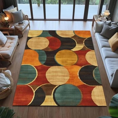 Mid Century Boho Tapijt Retro Geometrisch Patroon Vloerkleed Antislip Tapijt voor Huis Woonkamer Slaapkamer Decor Sofa Tafel Grote Kleden 80x120cm-32x47in