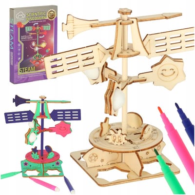 Houten Windmolen Model 3D - Leerzaam Wetenschapsset voor Kinderen