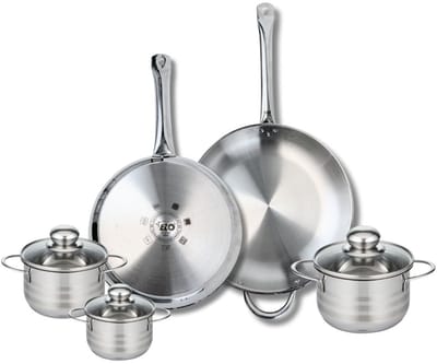 Set van 2 Koekenpannen 28 en 32 cm en 3 kookpotten 12, 14 en 16 cm Elo Profi Brillant