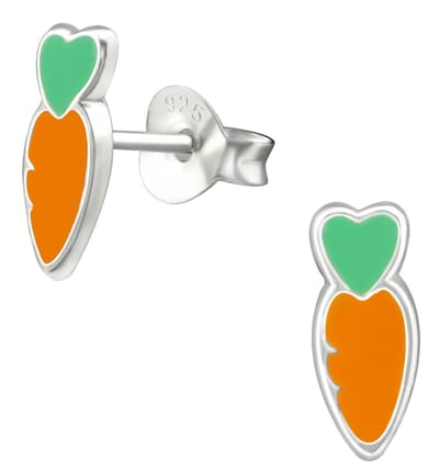 Joy|S - Zilveren wortel oorbellen - 4 x 10 mm - worteltje oorknoppen - kinderoorbellen