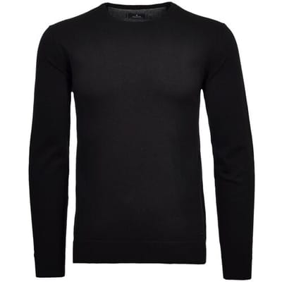 Ragman Trui Supersoft Knit Pullover Knitted Elbow Patches Zwart / male