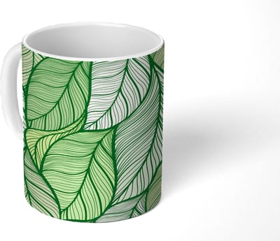 Mok - Koffiemok - Bladeren - Schets - Vintage - Patronen - Mokken - 350 ML - Beker - Koffiemokken - Theemok
