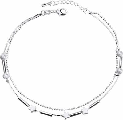 Fako Bijoux® - Enkelbandje - Enkelsieraad - Sterretjes - Verzilverd