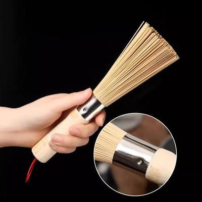 Natuurlijke Bamboe Potborstel Lange Handgreep Wok Reinigingsborstel Afwasborstel Keukengereedschap Benodigdheden voor Thuis Restaurant A beige