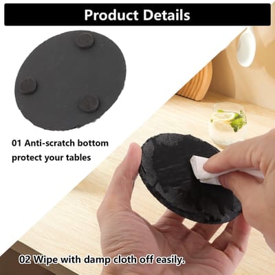 Dailygoods- Onderzetters Hittebestendig - Onderzetters Glazen - Onderzetters Met Houder - Onderzetters Leisteen - Onderzetters Rond - 12 Stuks 10 x 10 cm - Drankonderzetters