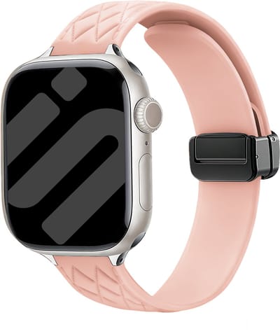 Strap-it D-Buckle Siliconen Diamond Bandje – stijlvol, lichtgewicht, zweetbestendig, verstelbaar – Roze – geschikt voor Apple Watch 1/2/3/4/5/6/7/8/9/10/11/SE - 38/40/41/42mm