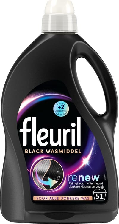 Fleuril Renew Zwart - Vloeibaar Wasmiddel - Zwarte Was - Voordeelverpakking - 51 Wasbeurten