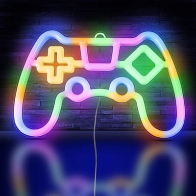 GELLDG LED-neonverlichting - Gamingthema - Neonreclames met gamingthema - Werkt op USB/batterijen - Neonverlichting met gamingthema - Geschikt voor internetcafés, gamekamers, bars en feestdecoraties - Niet dimbaar