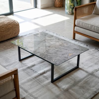 Coloray Tafelblad - Tafelblad Buiten - 80x60 cm - Grijs - Rechthoek Glazen Tafelblad - Buiten Tafelblad - Los Tafelblad - Tafelblad Glas - Glas Voor Tafelblad woonkamerdecoratie