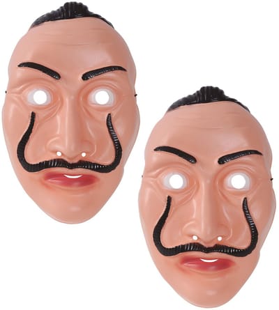Salvador Dali gezichtmasker/verkleedmasker - 2x - La Casa De Papel - volwassenen - plastic