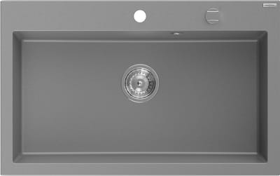 Mexen Elix granieten gootsteen met 1 bak 800 x 500 , grijs, chroom sifon - 6527801005-71