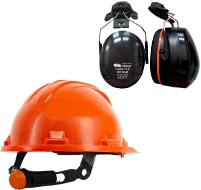Veiligheidshelm RG5 met Oorkappen - Oranje - Verstelbaar met Draaiknop - Oorkappen helm – Gehoorbescherming