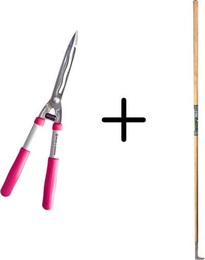 Synx Tools Voegenmes RVS + Spear & Jackson Heggenschaar 55509P Roze - Takkenscharen - snoeizaag - onkruidmes - voegenkrabber met steel 150cm