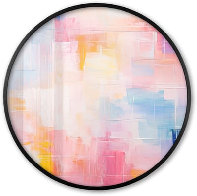 Poster in lijst Rond - Fotolijst 60x60 cm - Posters - Aquarel - Pastel - Abstract - Kunst - Ronde posterlijst zwart - Decoratie - Wanddecoratie woonkamer - Muurdecoratie slaapkamer