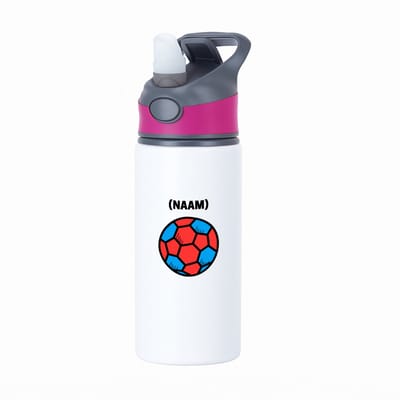 Hacebo® - Handbal met eigen naam waterfles met rietje roze - Handbal - Handballer - Sport - water fles - 650ML