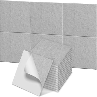 12 Stuks Plat Zelfklevende Akoestische Panelen 30x30cm, Geluiddempende Polyestervezel Muurpanelen Geluidsisolatie voor Studio, Kantoor en Slaapkamer, Grijs – NAIZY
