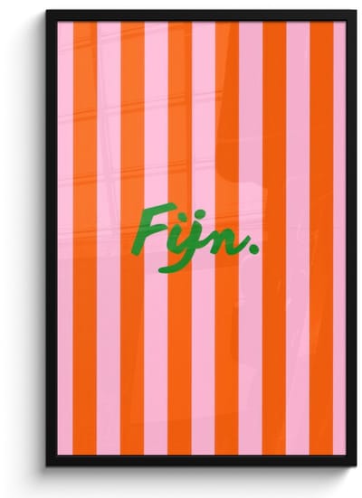 Poster in lijst - Fotolijst 60x90 cm - Posters - Patroon - Oranje - Fijn - Strepen - Posterlijst zwart - Decoratie - Wanddecoratie woonkamer - Muurdecoratie slaapkamer