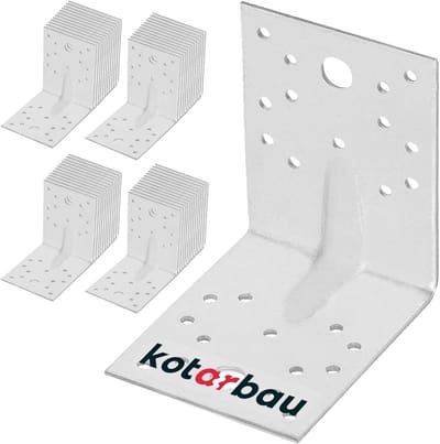 Hoekverbinders Set - Versterkingshoek - Houtconstructies Versterken - Verzinkt Staal - 100x100x80mm - Zilver