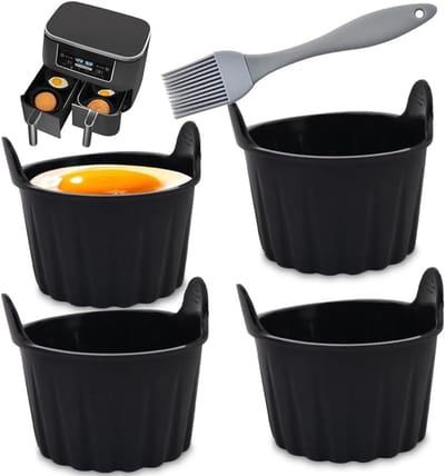 YGCHEN Silicone Baking Moulds, Air Fryer, 4 Pieces, Reusable Muffin Tins + Baking Brush for Muffins, Cupcakes, Mini - ShopVlot