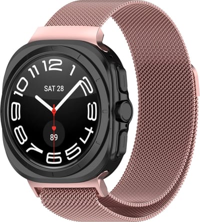 By Qubix - Compatible Samsung bandje - Milanese band - Rosé goud - Geschikt voor Samsung Galaxy Watch Ultra / Ultra 2 - 47mm