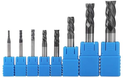 Set van 8 Freesbitjes van Tungsteenstaal voor CNC Bewerking 2-12 mm, 4 Groeven