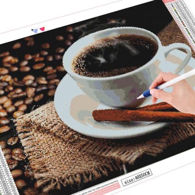 Diamant schilderij met ronde strass koffie diamant borduurwerk op foto cartoon stenen woondecoratie 20X30CM